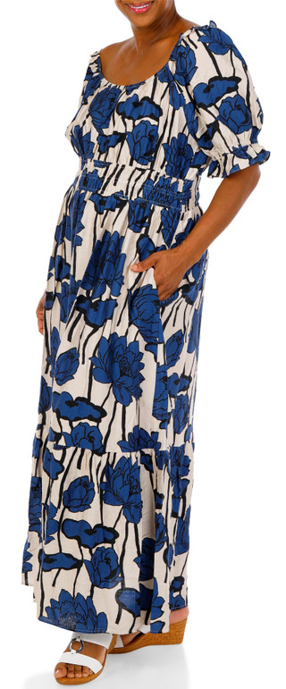 Thumbnail 2: MELLODAY Women's Plus Floral Smocked Tier Midi Dress 
