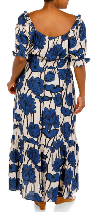 Thumbnail 3: MELLODAY Women's Plus Floral Smocked Tier Midi Dress 