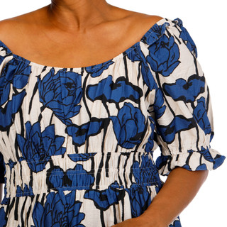Thumbnail 4: MELLODAY Women's Plus Floral Smocked Tier Midi Dress 