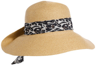 Thumbnail 1: NINE WEST Women's Straw Scarf Sun Hat 