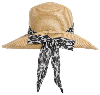 Thumbnail 2: NINE WEST Women's Straw Scarf Sun Hat 