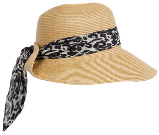 Thumbnail 3: NINE WEST Women's Straw Scarf Sun Hat 