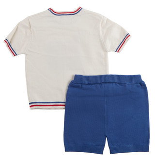 Thumbnail 2: Little Stitch Toddler Boys 2 Pc USA Flag Short Sleeve Sweater & Shorts Set 