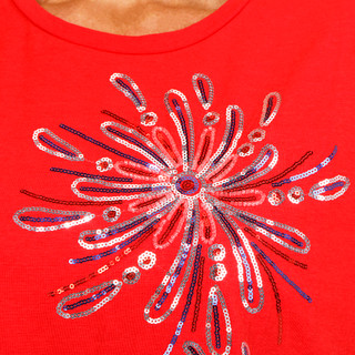 Thumbnail 2: Kiss & Fly Women's Short Sleeve Sequin Fireworks Top 