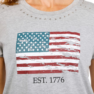 Thumbnail 3: RIO & RIAN Petite Short Sleeve American Flag Top 