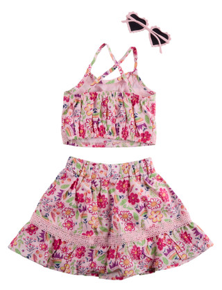 Thumbnail 2: B TWEEN Toddler Girls 3 Pc Floral Tank Top & Skirt Set 