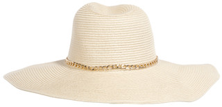Thumbnail 3: Aldo Women's Gold Chain Straw Fedora 