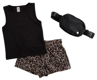 Thumbnail 1: 90 DEGREE BY REFLEX Big Girls 3 Pc Tank Top & Leopard Shorts Set 