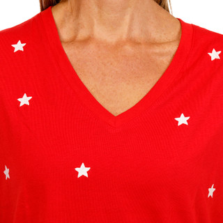 Thumbnail 2: Wild Fox Short Sleeve Embroidered Stars V-Neck Tee 