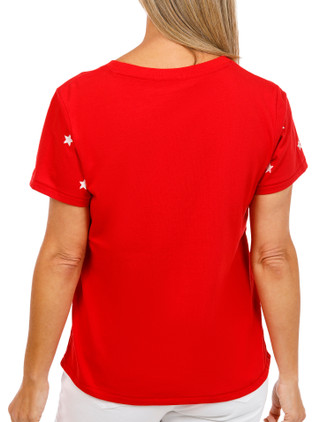 Thumbnail 3: Wild Fox Short Sleeve Embroidered Stars V-Neck Tee 