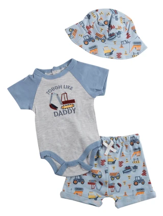Thumbnail 1: Wrangler Baby Boys 3 Pc Construction Print Bodysuit Set 