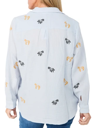 Thumbnail 2: Philosophy Women's Long Sleeve Horse Embroidered Shirt 