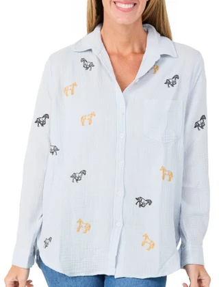 Thumbnail 1: Philosophy Women's Long Sleeve Horse Embroidered Shirt 
