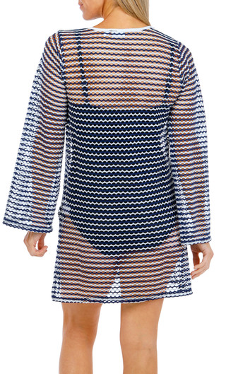 Thumbnail 2: Dotti Women's Long Sleeve Crochet Stripe Dress 