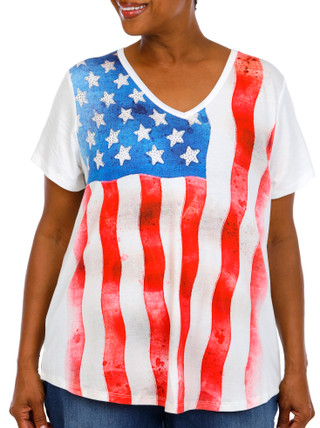 Thumbnail 2: ONE WORLD Short Sleeve Faded Americana Flag Tee 