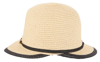 Thumbnail 3: MADD HATTER Women's Weave Sun Hat with Black & Gold  Chain Trim 