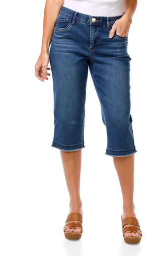 Thumbnail 1: Democracy Women's Skimmer Raw Hem Denim Capris 