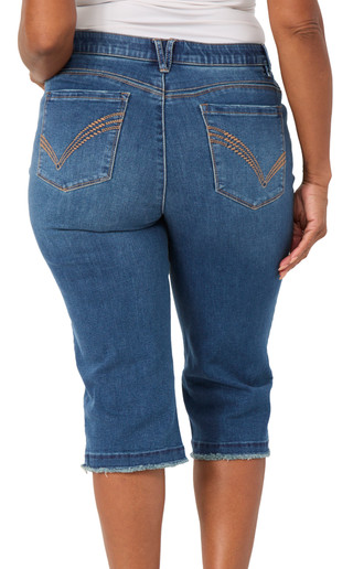 Thumbnail 2: Democracy Women's Skimmer Raw Hem Denim Capris 