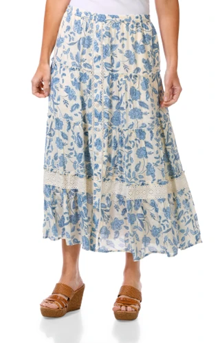Thumbnail 1: Nanette Lepore Women's Tiered Lace Trim Maxi Skirt 