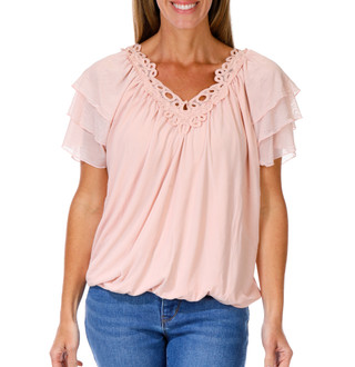 Thumbnail 1: ADRIENNE VITTADINI Women's Mesh Crochet Top  