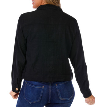 Thumbnail 2: Dash Women's Linen Blend Jean Jacket 