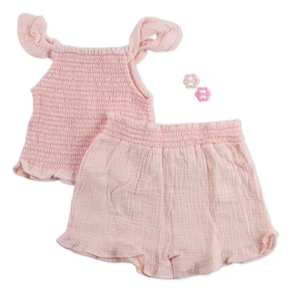 Thumbnail 2: Btween Little Girls Smocked Ruffled Shorts Set 