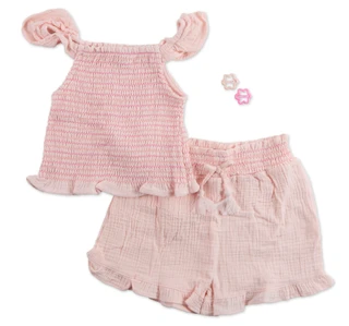 Thumbnail 1: Btween Little Girls Smocked Ruffled Shorts Set 