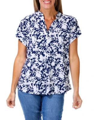 Thumbnail 1: AMANA Women's Split Neck Textured Top 