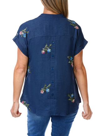 Thumbnail 2: AMANA Women's Short Sleeve Embroidered Top 