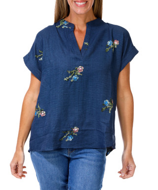 Thumbnail 1: AMANA Women's Short Sleeve Embroidered Top 