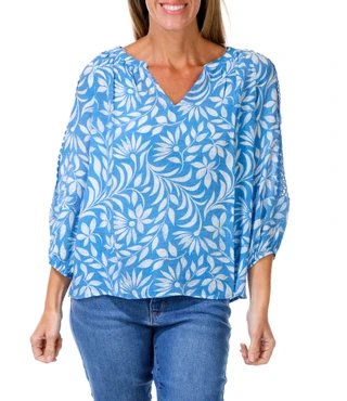 Thumbnail 1: Hope & Harlow Women's Crochet Sleeve Top 