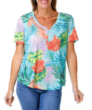 Thumbnail 1: Onque Women's Short Sleeve Henley Top 