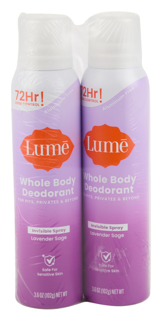 Thumbnail 2: Lume 2 Pk Whole Body Deodorant Invisible Spray 