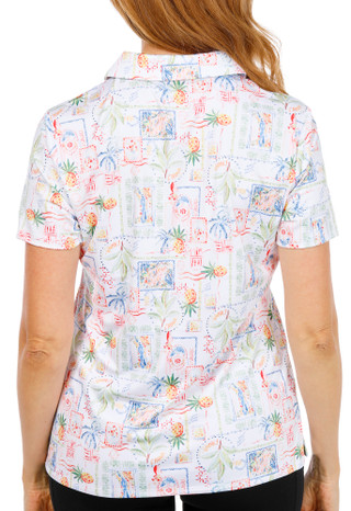 Thumbnail 3: Coral Bay Golf Women's Short Sleeve Print Polo Top 