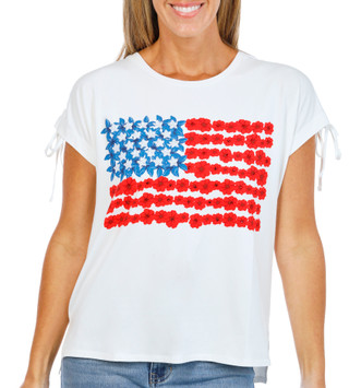 Thumbnail 1: Kiss & Fly Women's Short Sleeve American Flag Top 