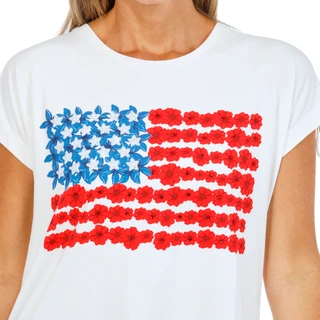 Thumbnail 3: Kiss & Fly Women's Short Sleeve American Flag Top 