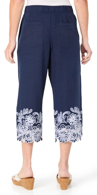Thumbnail 2: Coral Bay 21 in Embroidered Hem Stretch Capris 