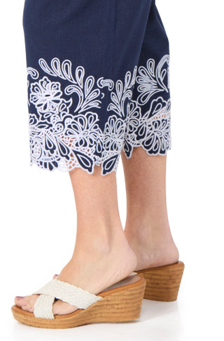 Thumbnail 3: Coral Bay 21 in Embroidered Hem Stretch Capris 