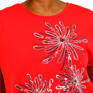 Thumbnail 2: Kiss & Fly Plus Short Sleeve Sequin Fireworks Top 
