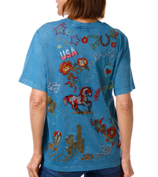 Thumbnail 2: A3M Women's Short Sleeve Embroidered USA Tee 