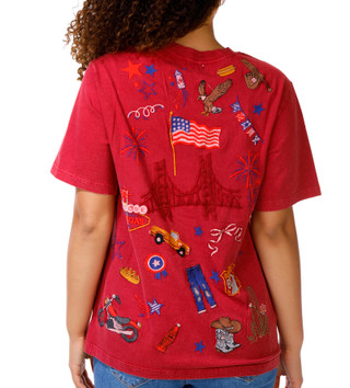 Thumbnail 3: A3M Women's Short Sleeve Embroidered USA Tee 