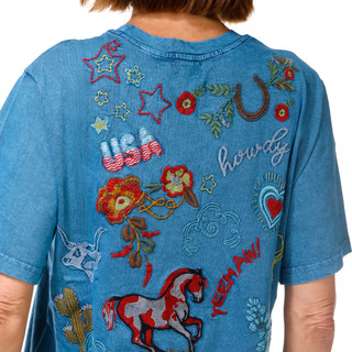 Thumbnail 3: A3M Women's Short Sleeve Embroidered USA Tee 