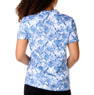 Thumbnail 3: Coral Bay Golf Women's Short Sleeve Print Zip Polo Top 
