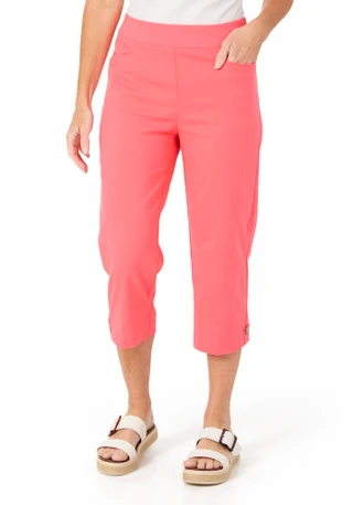 Thumbnail 1: Coral Bay Women's Solid Mother Of Pearl Hem Capris  