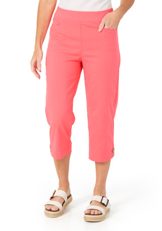 Thumbnail 1: Coral Bay Women's Solid Mother Of Pearl Hem Capris  