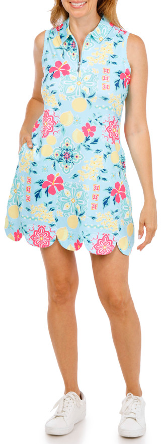 Thumbnail 5: Coral Bay Golf Sleeveless Dolce Vita Scallop Hem 1/4 Zip Dress 