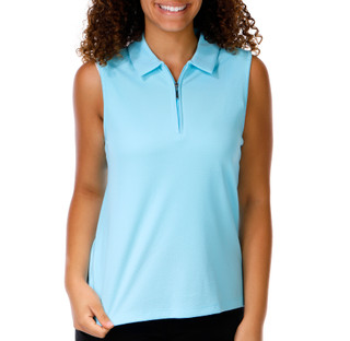 Thumbnail 1: Coral Bay Golf Petite Sleeveless 1/4 Zip Polo Top 