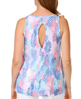 Thumbnail 2: Brisas Sleeveless Keyhole Layered Palms Tank 