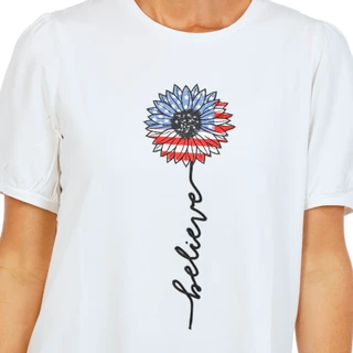 Thumbnail 2: Kiss & Fly Women's Short Sleeve Americana Sunflower Top 