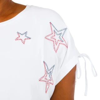 Thumbnail 3: Kiss & Fly Women's Plus Short Sleeve Star Tie Sleeve Top 